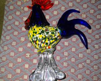 art glass rooster