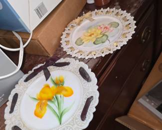 Milk glass plates