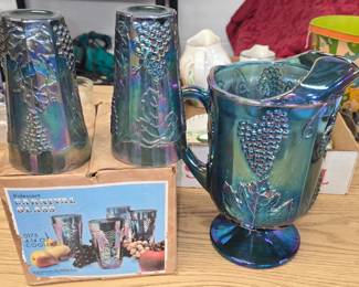 Blue/grape Carnival glass