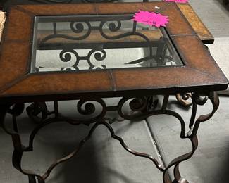 glass end table with matching coffee table