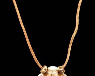 Maple Leaf Shell Leather Cord Necklace