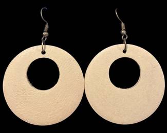 Wooden Circle Hoop Costume Earrings