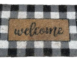 Rustic Black White Coir Welcome Mat