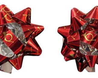 Red French Horn Ribbon Bow Earrings