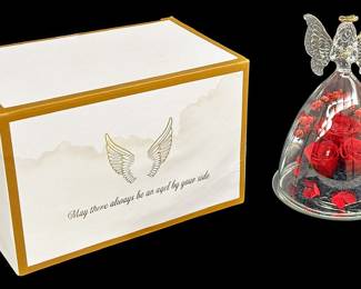 Lighted Glass Angel Rose Arrangement