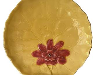 German Majolica Zell Red Water Lily Plate