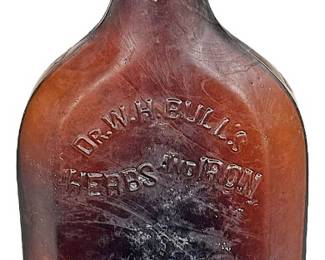 Antique Dark Amber Glass Medicine Bottle