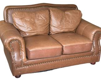 Faux Brown Leather Loveseat
