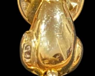 Gold Tone Moving Tail Cat Lapel Pin