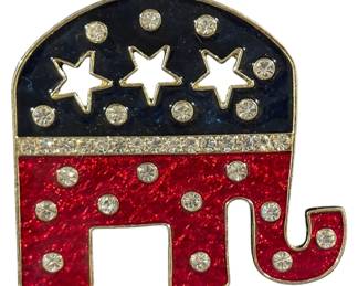 Large Republican Elephant Silver Tone Pin