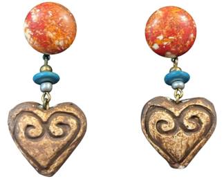 Unique Carved Wood Look Earrings
