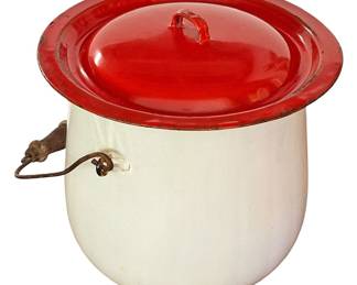 Red Cream Metal Enamel Pail