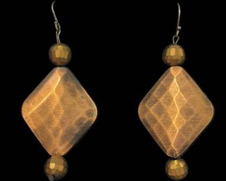 Copper Tone Diamond Costume Earrings