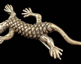 Vintage Sterling Silver Lizard Brooch