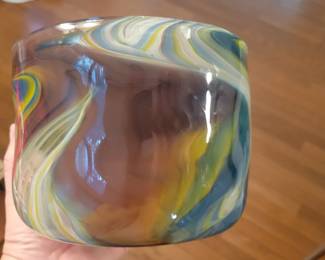 Signed art glass bowl