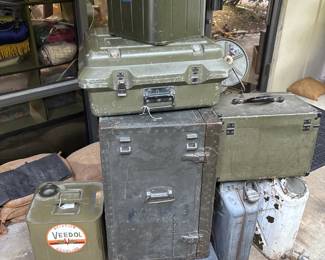 Jerry cans, field desks, fuel cans, ammo boxes