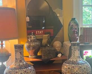 Pair of large Chinese Vases and other Decorative Arts