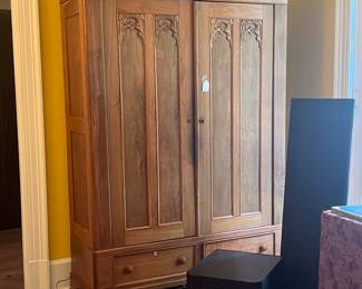 Antique Walnut Knockdown Wardrobe or a Just Fine Audio File Cabinet