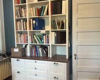 Bedrooms with built-in shelving full of books
