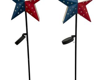 Pair of Texas Star Solar Yard Stakes