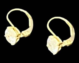 14K Gold Round Cut Earrings