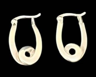 Sterling Silver Latch Back Oval Hoops