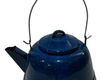 Vintage Blue Enamel Ware Kettle