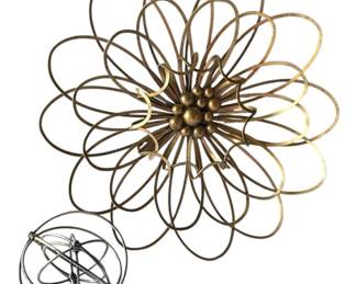 Gold Metal Flower Orb Decor