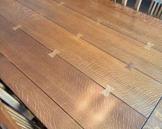 Stickley Dining table with 12 chairs, hidden leaves