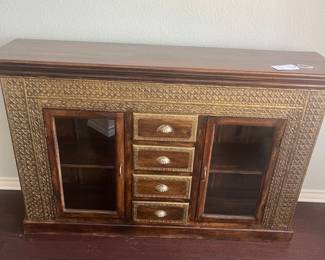 Console , credenza with metal trim