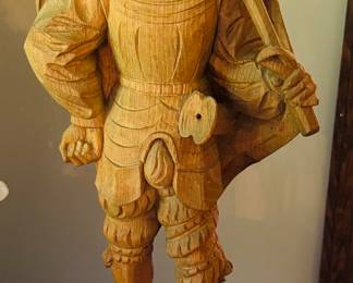 Vintage detailed Hand Carved Wood Folk Art Traveling Man   Wooden Sculpture