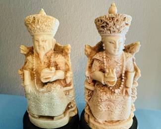 Vintage Emperor and Empress - China - Molded and Carved
