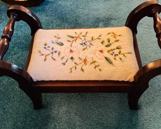 Footstool, needle pointed