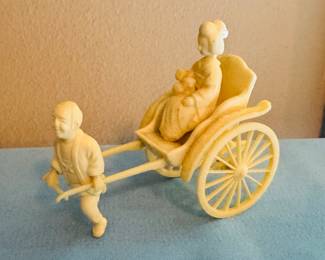 Vintage Celluloid Asian Man Pulling Woman in rickshaw