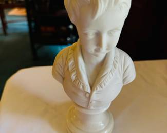 Vintage, White Porcelain, Male Bust Statue,