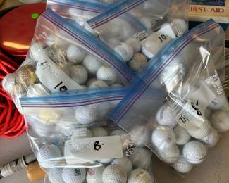 Brand name golf balls. 