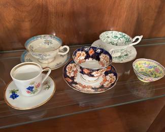 Vintage decorative cups and saucers.