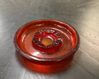 Ruby Red Glass Ashtray