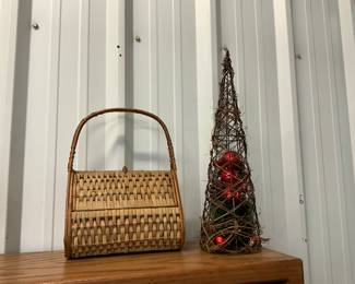 Wicker Basket Purse - Grapevine Decorative Cone Tree