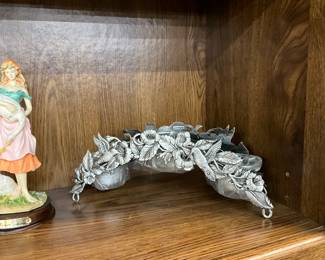 Spoontiques Pewter Hummingbird Floral 3 Candle Holder