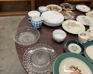 Anchor Hocking Bubble Pattern - Light Blue Plate & Clear Bowl