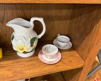 Ceramic Pitcher Possibly a Ruebens Original or Geo Z. Lefton - Porcelain Teacups & Saucers