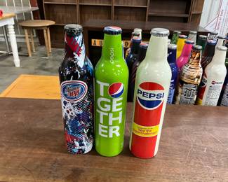 Aluminum Collectible Mountain Dew & Pepsi Bottles