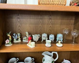 Assorted Bird Figurines - Ceramic Creamer - Assorted Porcelain Footed Egg Vase Trinket Dishes - Toothpick Holders - Candle Holder -Wine Glasses