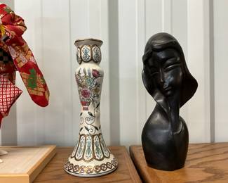 Chinoiserie Ceramic Candlestick
