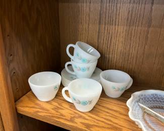 Fire King Bonnie Blue Carnation Cups & Saucers