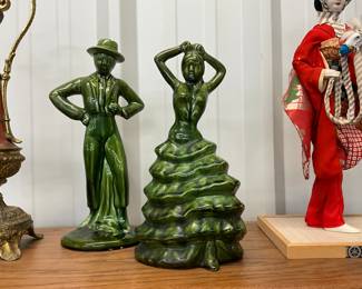 Green California Pottery Salsa Dancer Figurines