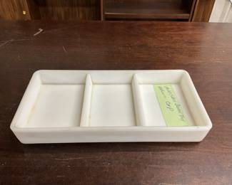 Milk Glass Dental Tray Made by The American Cabinet Co, WI