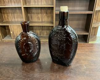 Wheaton Glass Bottle w/Embossed Benjamin Franklin -Glass Bottle Commemorating Completion of the Canadian Pacific Railway "The Last Spike 1885"