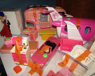Vintage Barbie Plane and Camper - Assorted Furniture